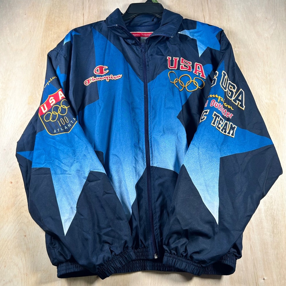 Vintage Champion 1996 Atlanta USA Olympic Team Track Jacket Blue XL